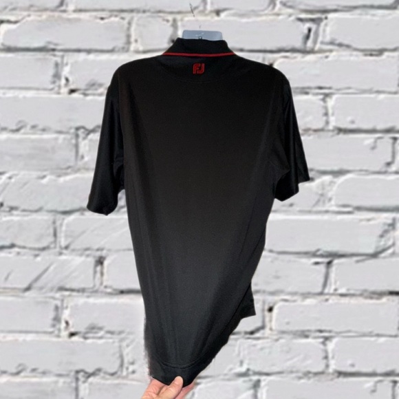 FootJoy Black Golf Polo Shirt Men’s Size- Medium - Red Collar Trim & Tree Logo - Picture 9 of 12